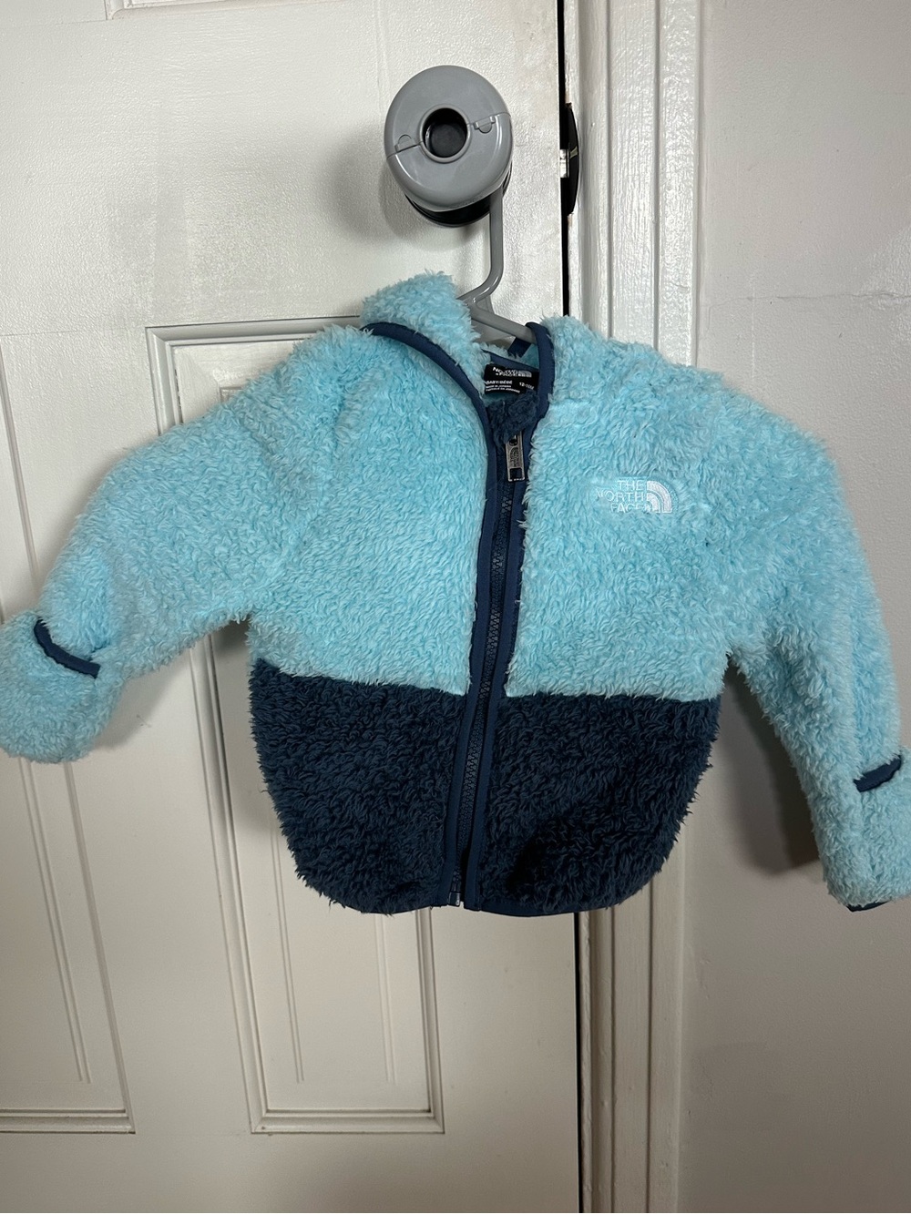 The North Face Baby bear Light/dark Blue Sherpa Hooded Jacket 12-18 months